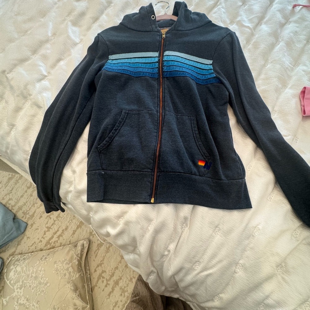 Aviator Nation Gray 5 stripe hoodie